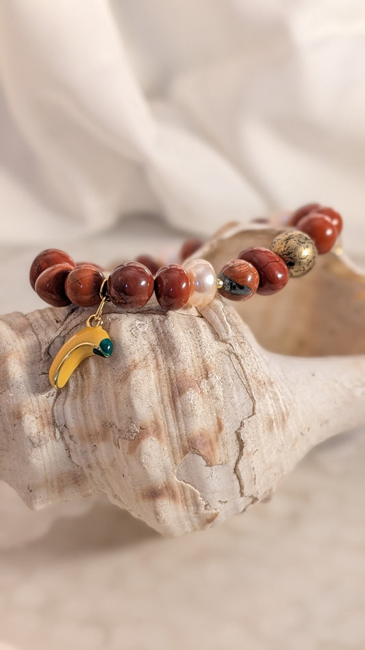 Bracelet saveur sucré en perles jaspes rouge