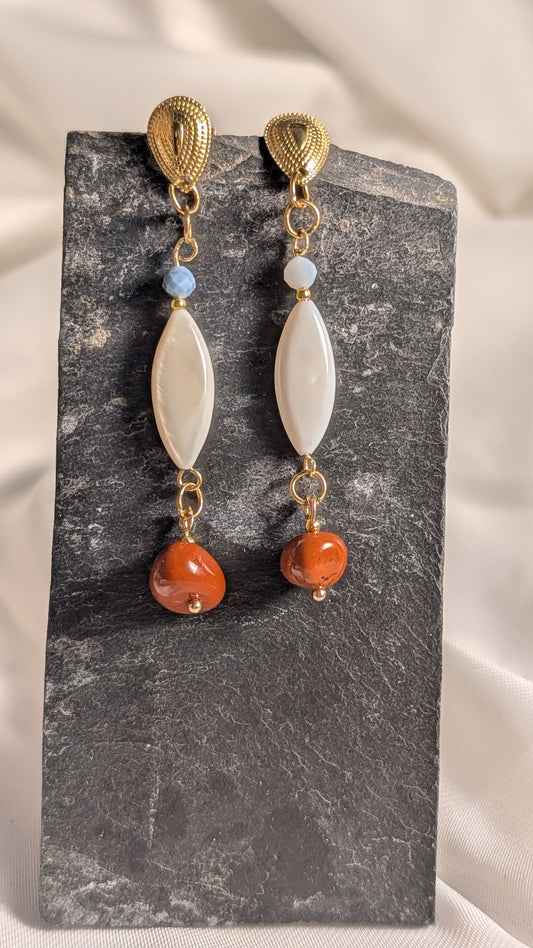 Boucles d'oreilles Jaspe Rouge