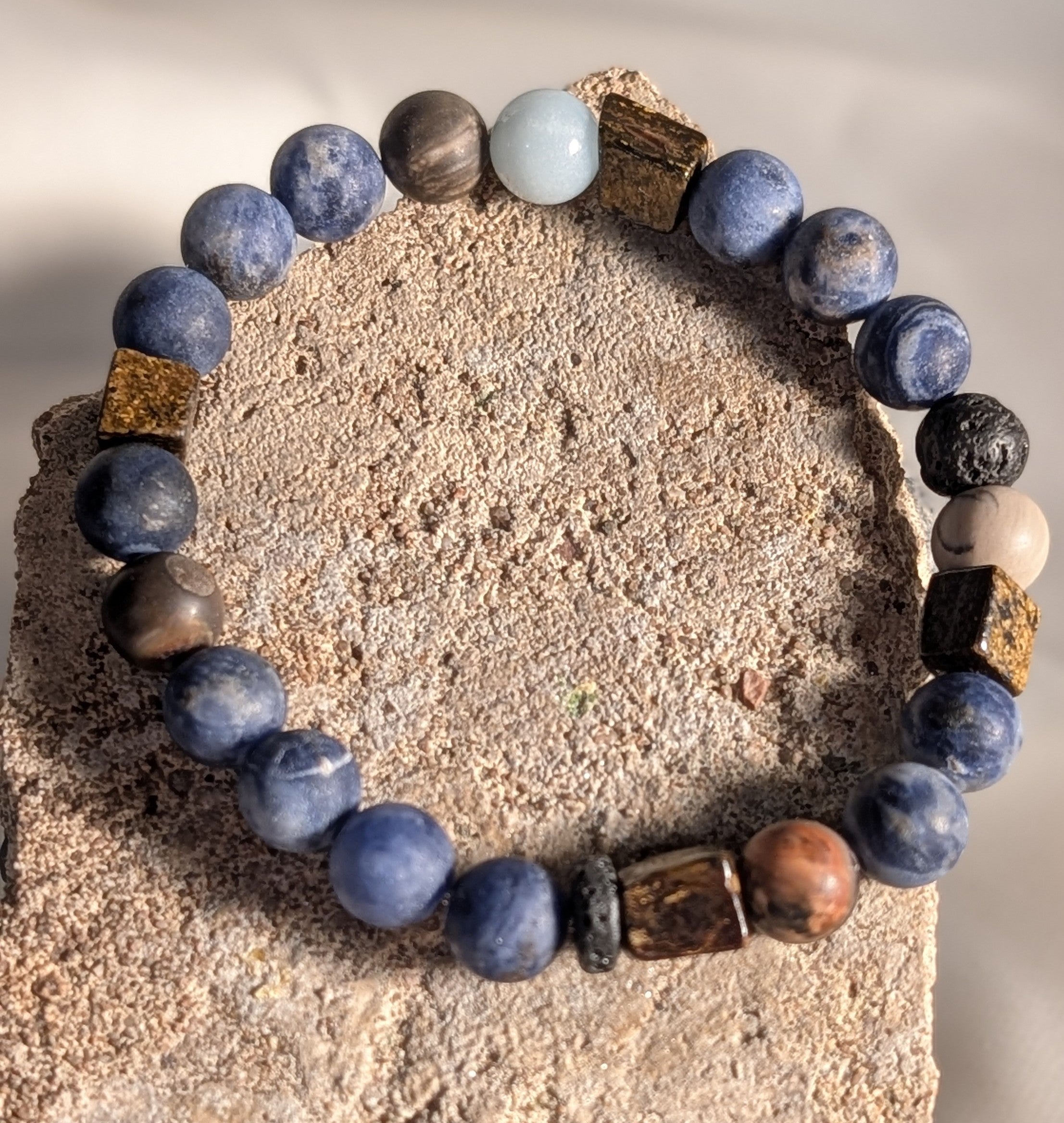 Collection perles semi-précieuses. Bracelet Homme.