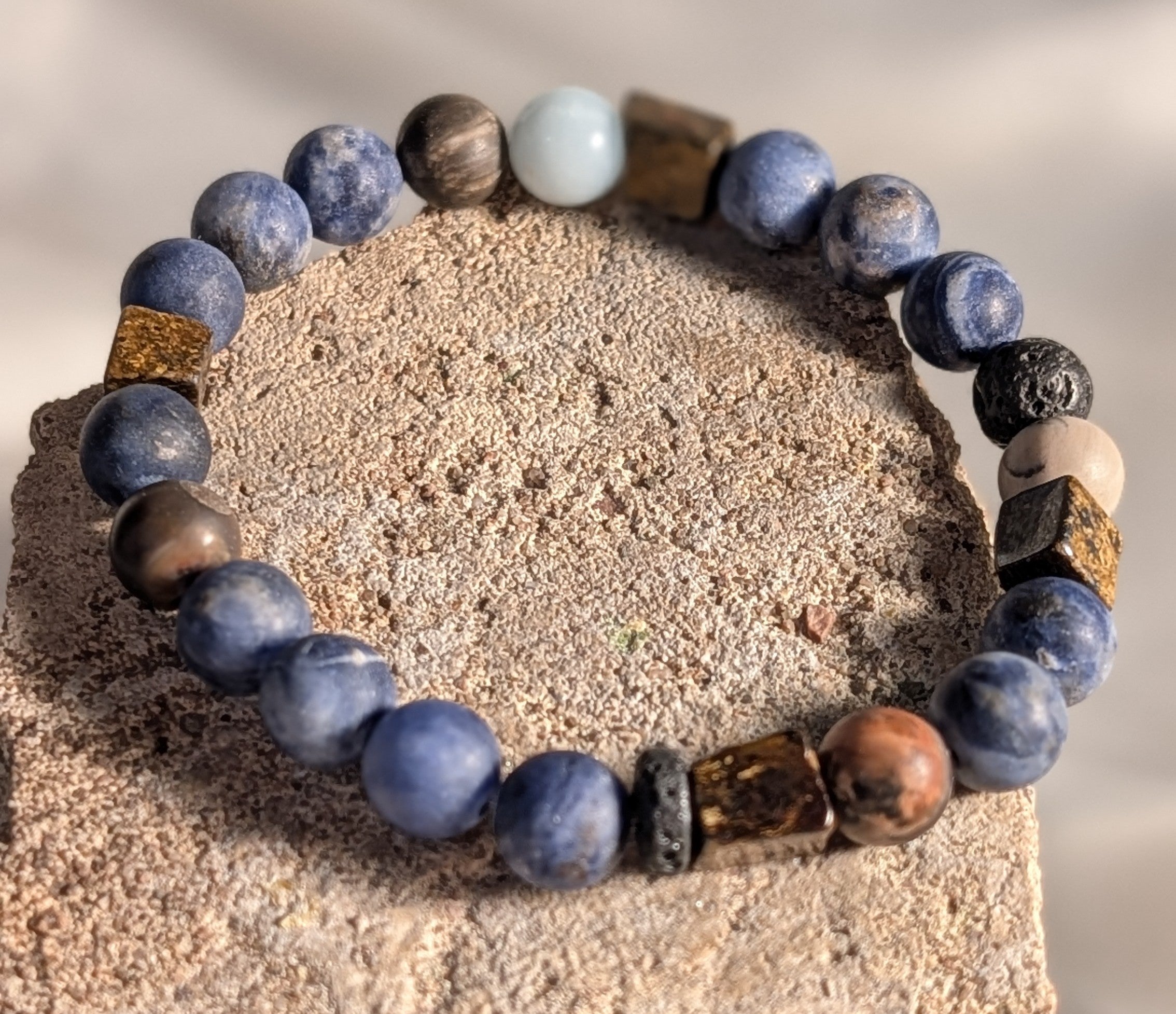 Collection perles semi-précieuses. Bracelet Homme.