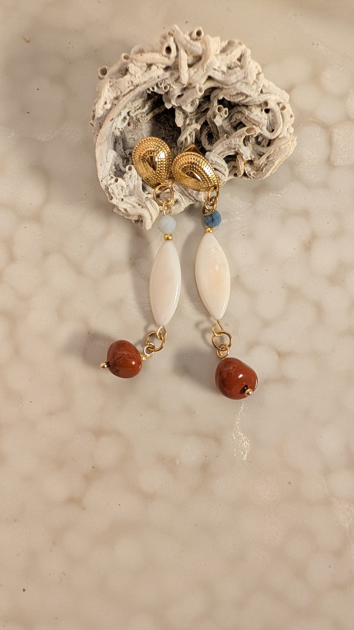 Boucles d'oreilles Jaspe Rouge