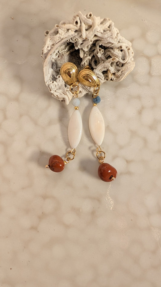 Boucles d'oreilles Jaspe Rouge