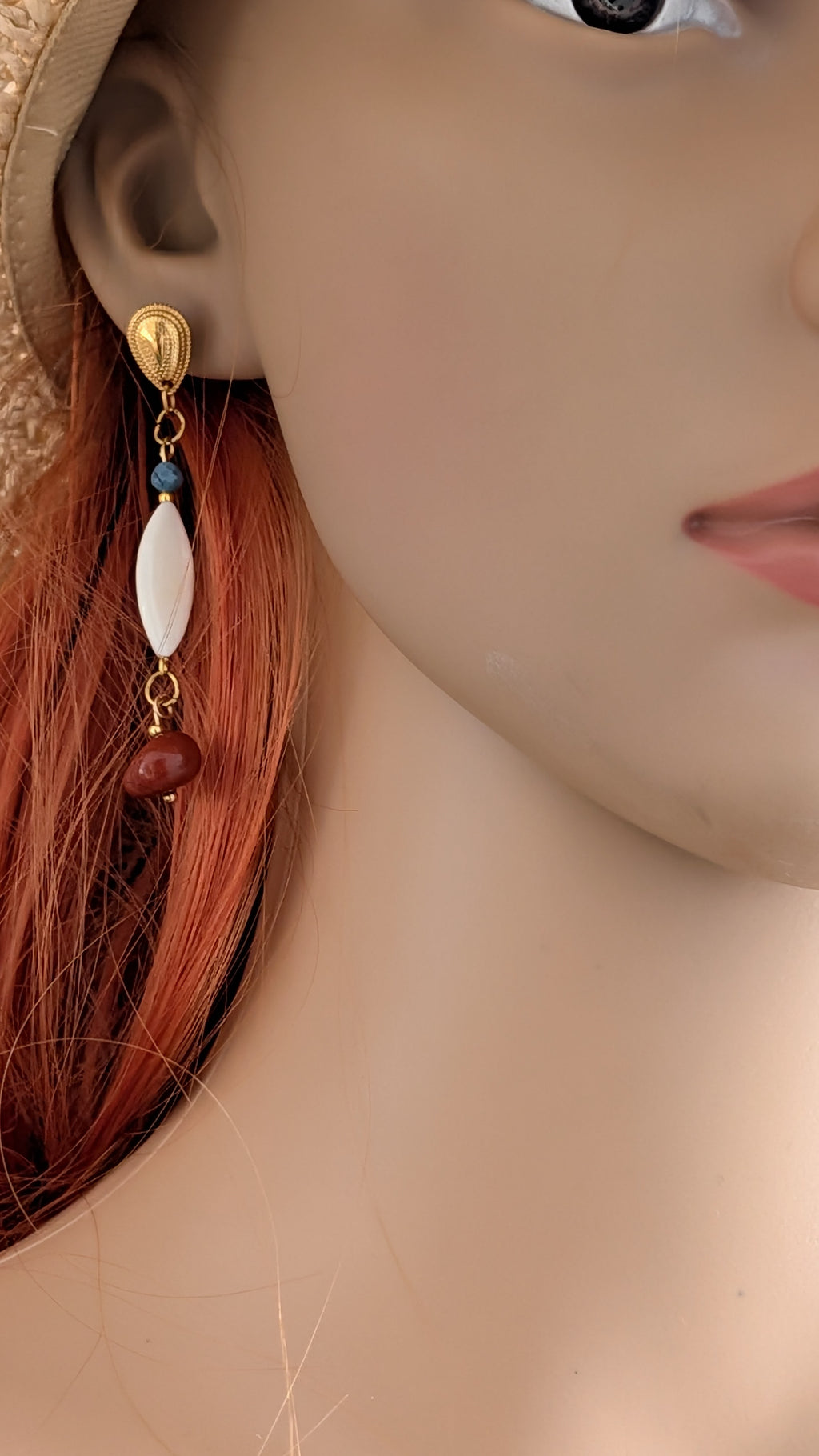 Collection perles semi-précieuses. Boucles d'oreilles