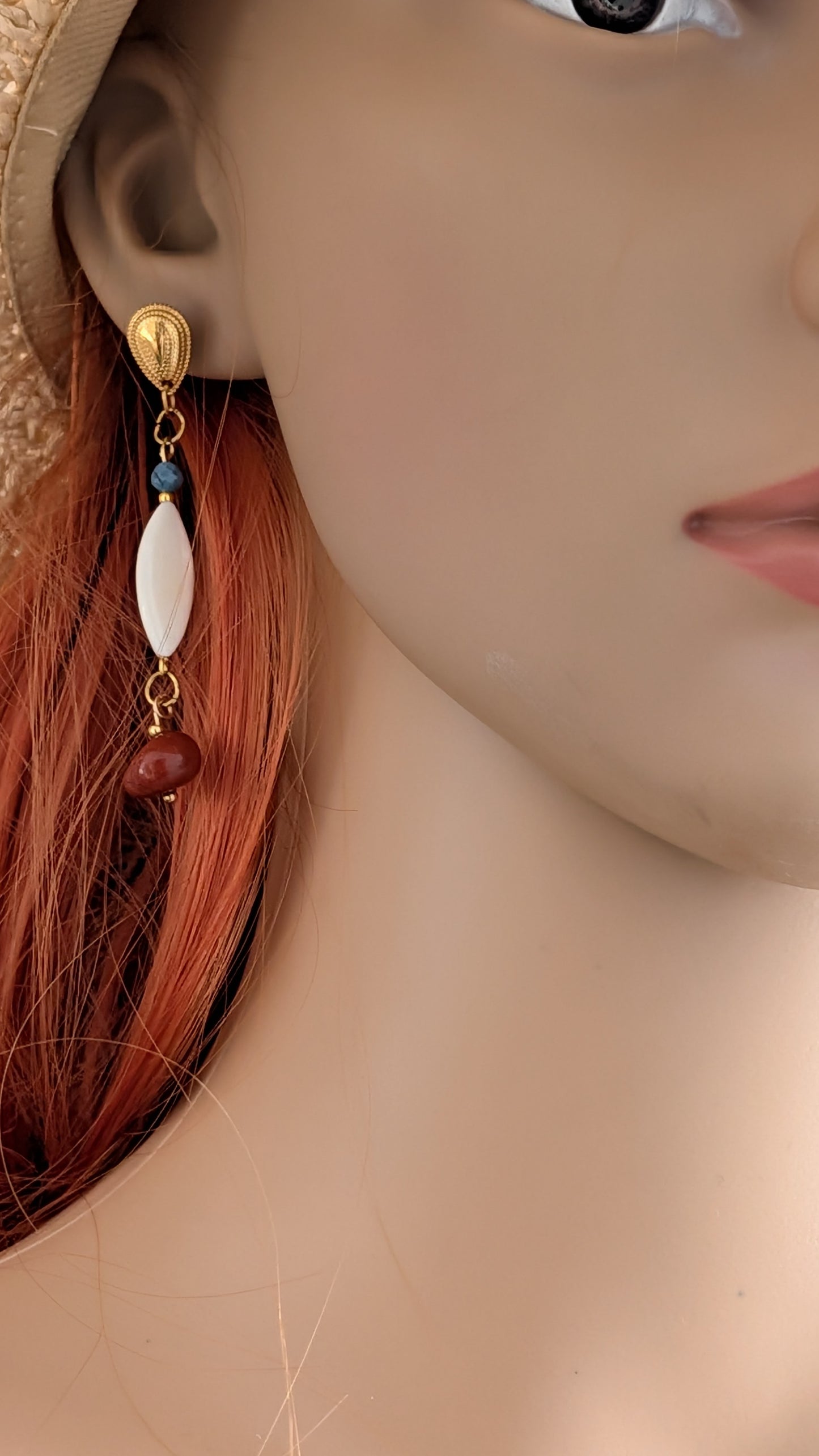 Boucles d'oreilles Jaspe Rouge